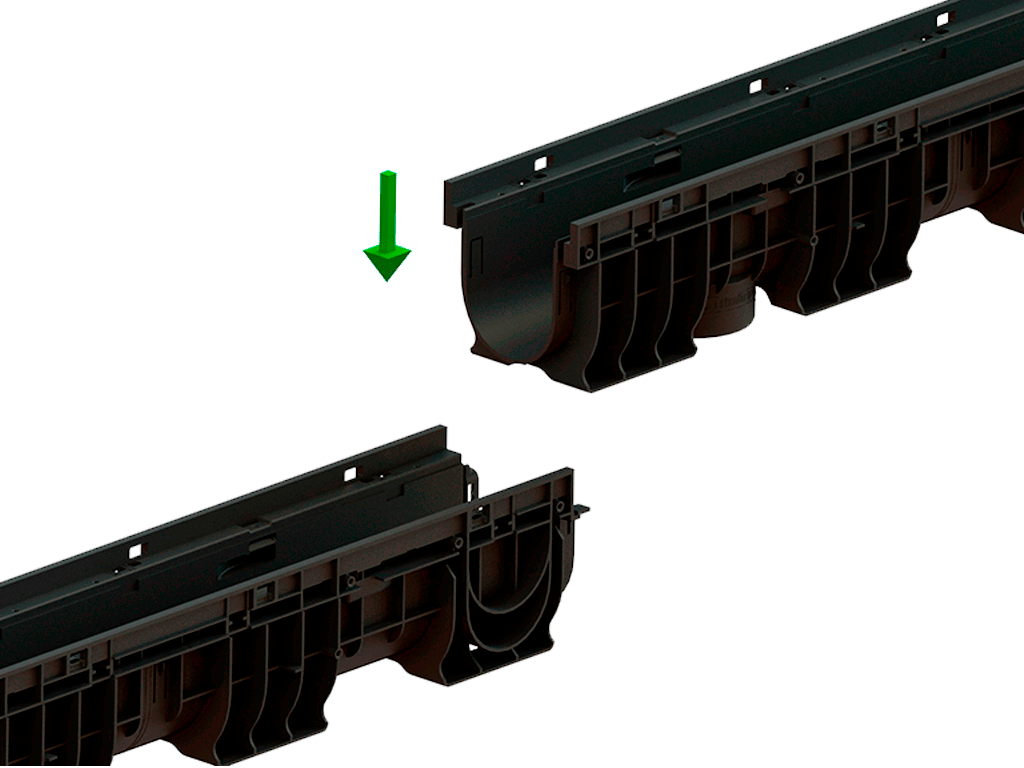 Лоток водоотводный пластиковый BASE DN100 H150 с решеткой щелевой стальной оцинкованной A15